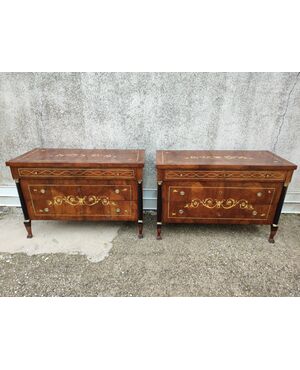 Pair of inlaid chests of drawers