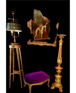 Candeliere in legno dorato