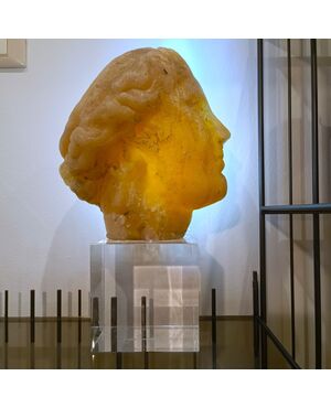 Scultura accademica del ‘900 in cera testa di Venere effetto ambra