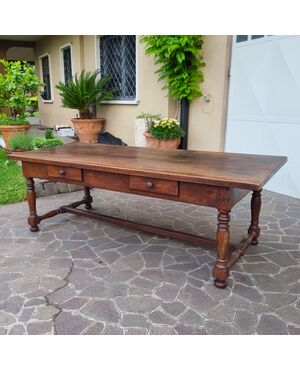 Large Tuscan Walnut Fratino Table from the 1700s