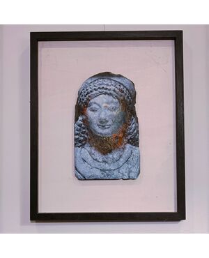 Olio su ardesia volto mitologico greco di Kore -Alessandro La Motta