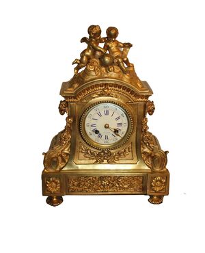 Orologio da tavolo Stile Luigi XIV in Bronzo Dorato - XIX secolo