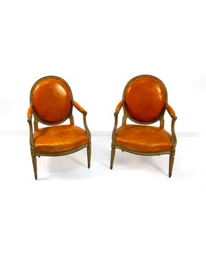 Coppia di poltrone in legno laccato, Georges Jacob, Parigi, fine del XVIII secolo