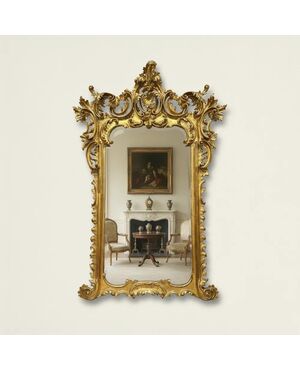 
Maestosa Specchiera in Legno Dorato, XIX Secolo
