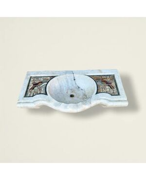 
Lavabo in marmo con intarsi di pietre dure, XX secolo