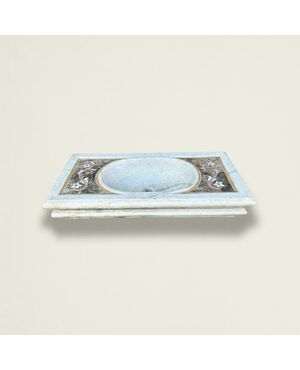 
Lavabo in marmo con intarsi floreali in pietre dure, XX secolo