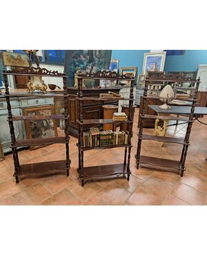 Tre piccole librerie étagères in palissandro