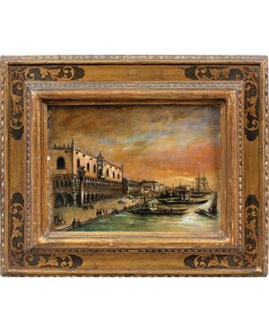 Venetian painter (early 19th century) - Venice, view of the St. Mark's Basin towards the Riva degli Schiavoni.