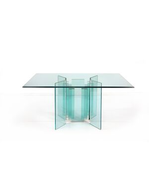 Console in cristallo trasparente, metà del XX secolo