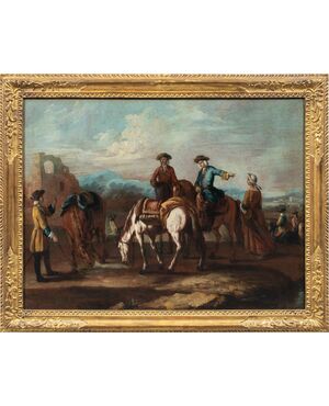 Giuseppe Zais (Forno di Canale 1709 - Treviso 1784) - Landscape with resting riders.