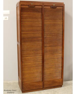 Antico classificatore archivio schedario serranda in rovere
