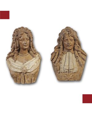 COPPIA DI BUSTI IN TERRACOTTA PRIMI DEL XVIII SECOLO