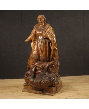 Ancient German sculpture Saint on a cloud from 18th century