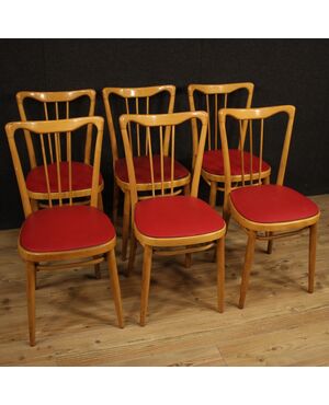 Sedie italiane di design in legno esotico e finta pelle anni 60