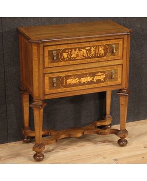 Inlaid wooden chest of drawers in Louis XIV style