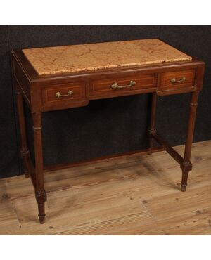 Italian inlaid table with marble top from 20th century