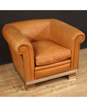 Italian design armchair in leather from the 70s