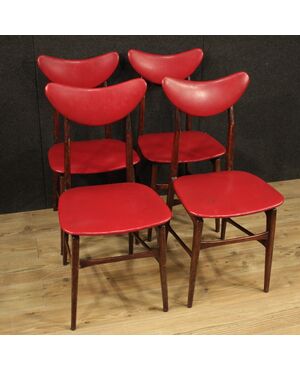 4 sedie italiane di design in finta pelle anni 70