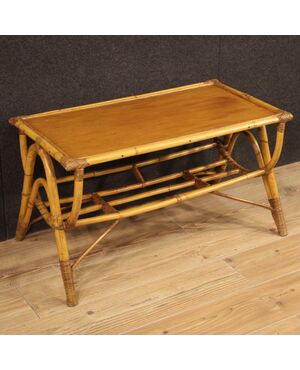 Design coffee table in bamboo and woven wood from the 70s