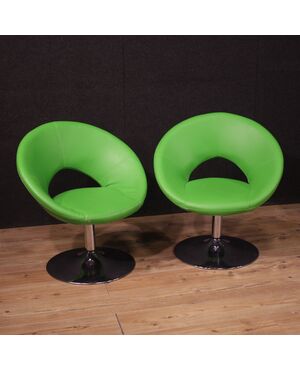 Pair of 80s green modern armchairs