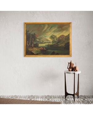 Dipinto olio su tela paesaggio italiano