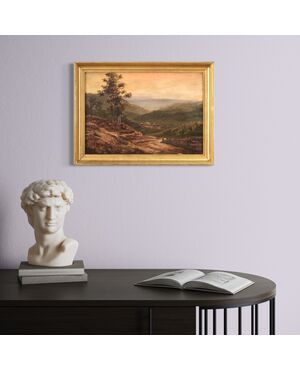 Small romantic landscape French painting from the 1920s