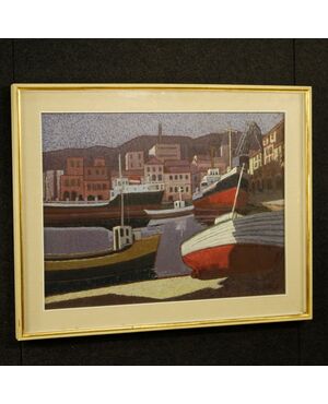 Signed Italian seascape painting from the 20th century