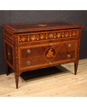 20th century Italian inlaid chest of drawers in Louis XVI style