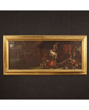 Dipinto italiano scena popolare firmato Mattia Traverso