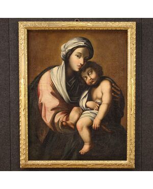 Dipinto italiano Madonna con bambino del XVIII secolo