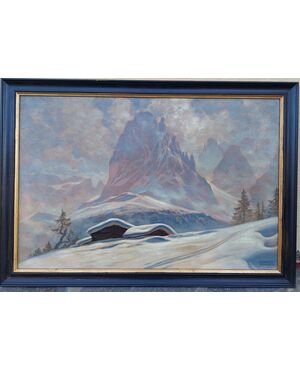 Winter view of Sassolungo, Dolomites