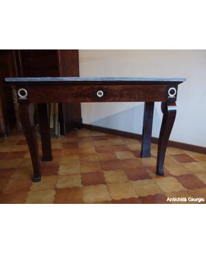 CONSOLE -TAVOLINO STILE IMPERO IN PIUMA DI MOGANO EPOCA 800 cm L116xP47xH79