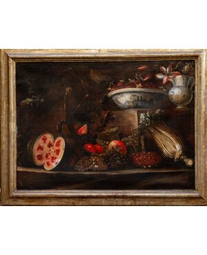 Coppia di grandi nature morte - Roma prima metà del '600 - Olio su tela