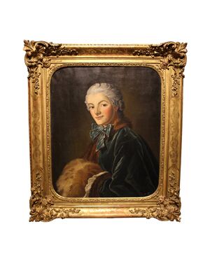 Olio su tela raffigurante un nobiluomo - XIX secolo