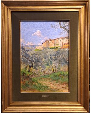 ULIVETO IN PAESAGGIO TOSCANO - ADOLFO TOMMASI ( 1851 - 1933)