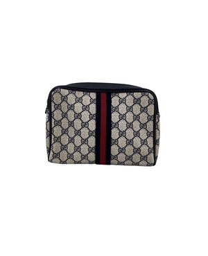 GUCCI Pochette Vintage in Tela Col. Blu Ophidia M