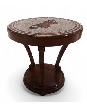 Tavolino rotondo con piano in mosaico