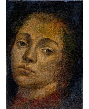 Ritratto medievale- XV secolo - olio su tela applicata su tavola