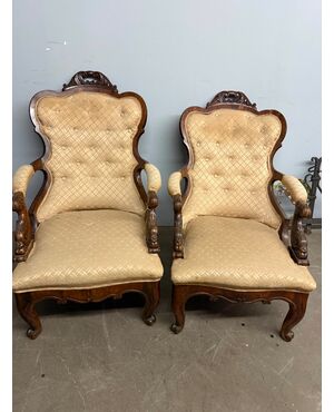 Antique pair of armchairs, mid-19th century, 100x70cm