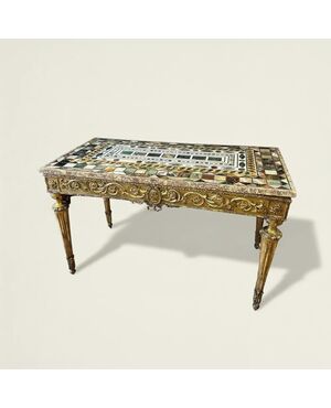 
Antica Consolle Luigi XVI con marmo intarsiato, XVIII secolo