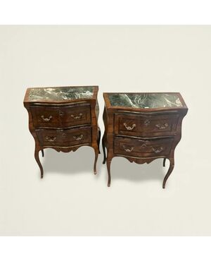 
Coppia di Comodini Siciliani in Ebano e Marmo Verde