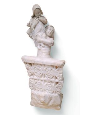SCULTURA IN ALABASTRO - "DONNA CON BAMBINO" - XIX SEC.