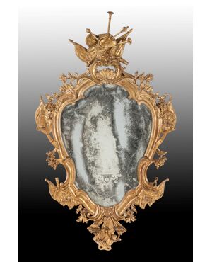 Pair of carved and gilded wooden sconces, Venice, mid-18th century