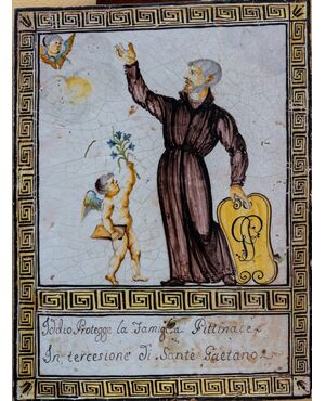 Mattonella con San Gaetano che protegge - XIX secolo