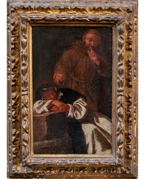 Dipinto con francescano e domenicano - XVII secolo - olio su tela