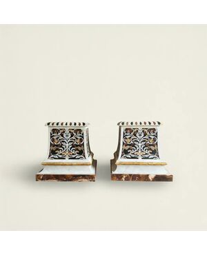 
Coppia di Basamenti in Marmo Intarsiato, Italia XIX Secolo