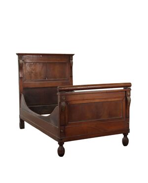 Empire Style Walnut Bed, Italy, Early 19th Century