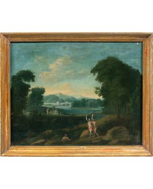 Hendrik Frans van Lint (Anversa 1684 - Roma 1763) cerchia di - Apollo e Dafne.