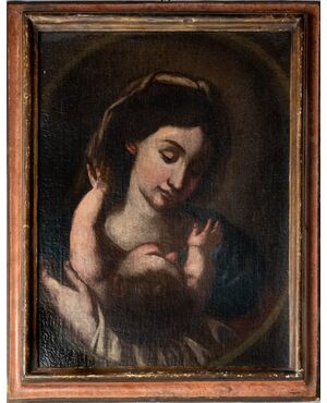 Madonna con bambino - Fine XVII secolo - cornice antica - olio su tela