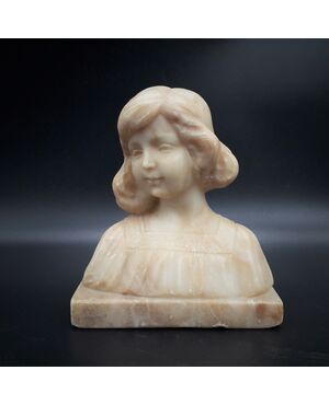 Sculpture, bust, young girl, late 19th century, Eugenio Battiglia